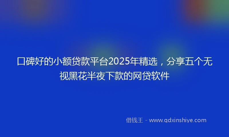 口碑好的小额贷款平台2025年精选，分享五个无视黑花半夜下款的网贷软件