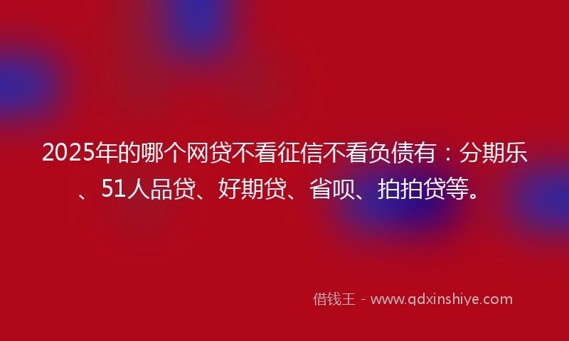 2025年的哪个网贷不看征信不看负债有：分期乐、51人品贷、好期贷、省呗、拍拍贷等。