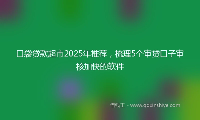 口袋贷款超市2025年推荐，梳理5个审贷口子审核加快的软件