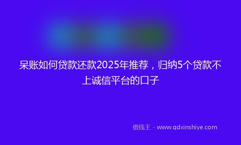 呆账如何贷款还款2025年推荐，归纳5个贷款不上诚信平台的口子