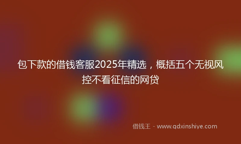 包下款的借钱客服2025年精选，概括五个无视风控不看征信的网贷