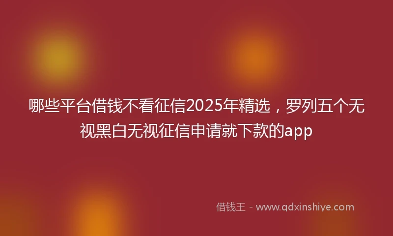 哪些平台借钱不看征信2025年精选，罗列五个无视黑白无视征信申请就下款的app