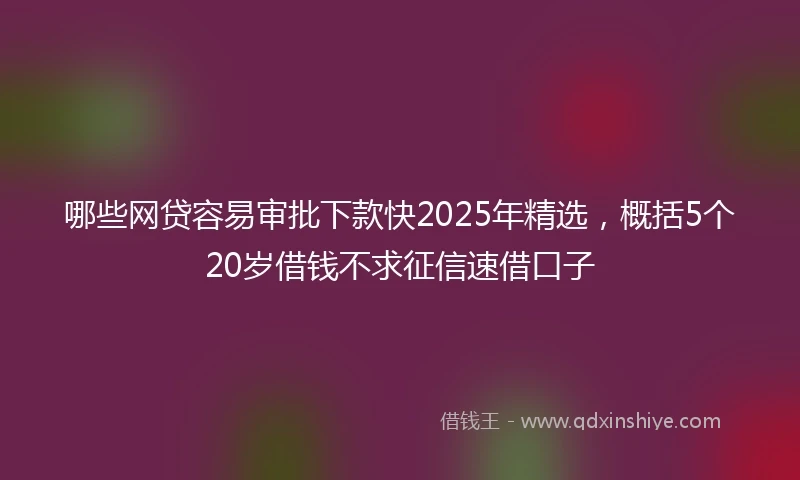 哪些网贷容易审批下款快2025年精选，概括5个20岁借钱不求征信速借口子
