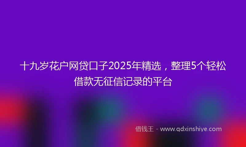 十九岁花户网贷口子2025年精选，整理5个轻松借款无征信记录的平台