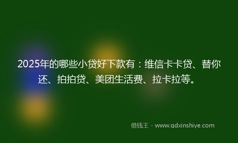 2025年的哪些小贷好下款有：维信卡卡贷、替你还、拍拍贷、美团生活费、拉卡拉等。
