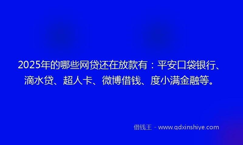 2025年的哪些网贷还在放款有：平安口袋银行、滴水贷、超人卡、微博借钱、度小满金融等。
