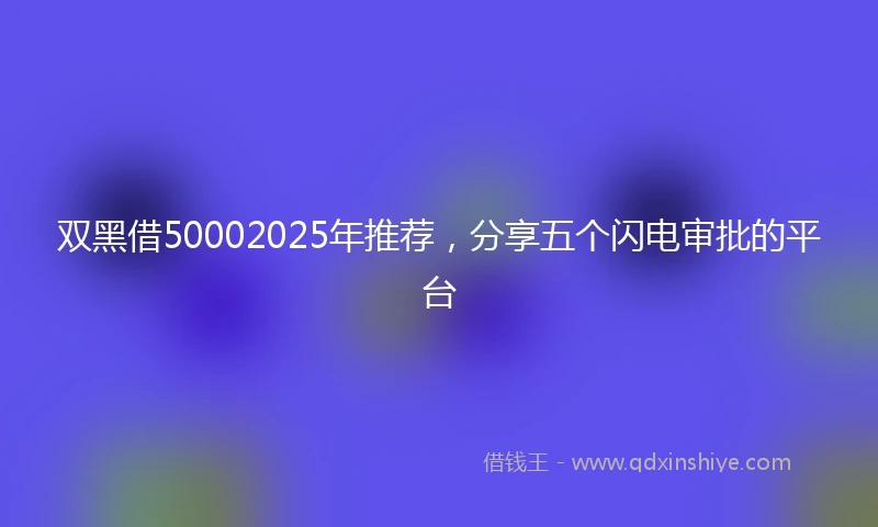 双黑借50002025年推荐,分享五个闪电审批的平台