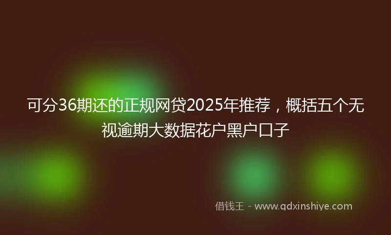 可分36期还的正规网贷2025年推荐,概括五个无视逾期大数据花户黑户口子