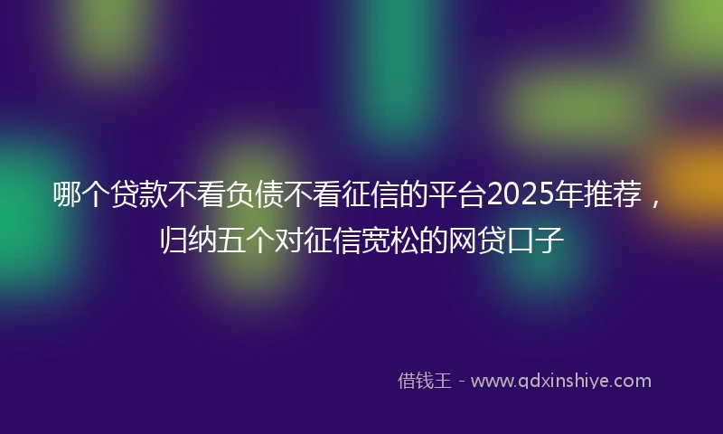哪个贷款不看负债不看征信的平台2025年推荐，归纳五个对征信宽松的网贷口子