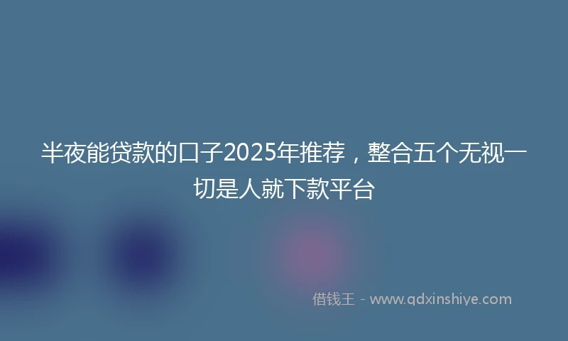 半夜能贷款的口子2025年推荐，整合五个无视一切是人就下款平台