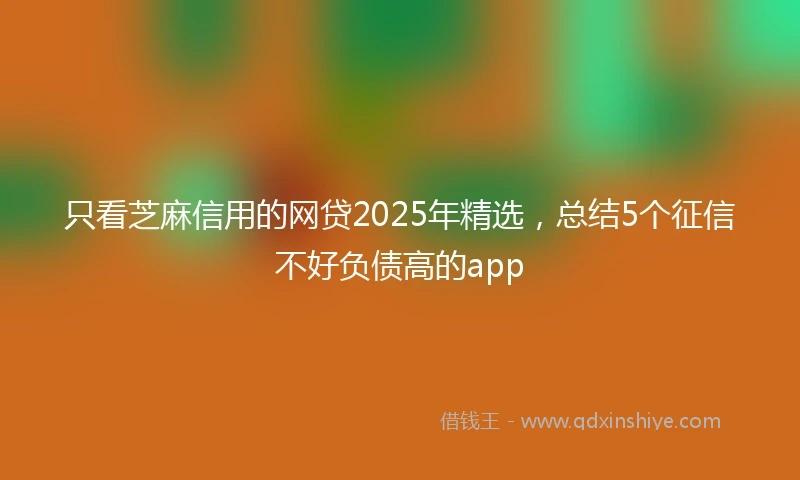 只看芝麻信用的网贷2025年精选，总结5个征信不好负债高的app