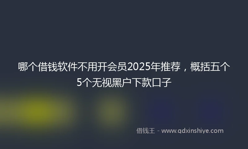 哪个借钱软件不用开会员2025年推荐，概括五个5个无视黑户下款口子