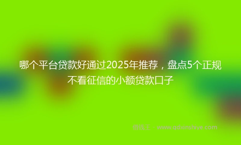 哪个平台贷款好通过2025年推荐，盘点5个正规不看征信的小额贷款口子