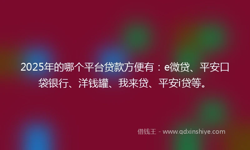 2025年的哪个平台贷款方便有：e微贷、平安口袋银行、洋钱罐、我来贷、平安i贷等。