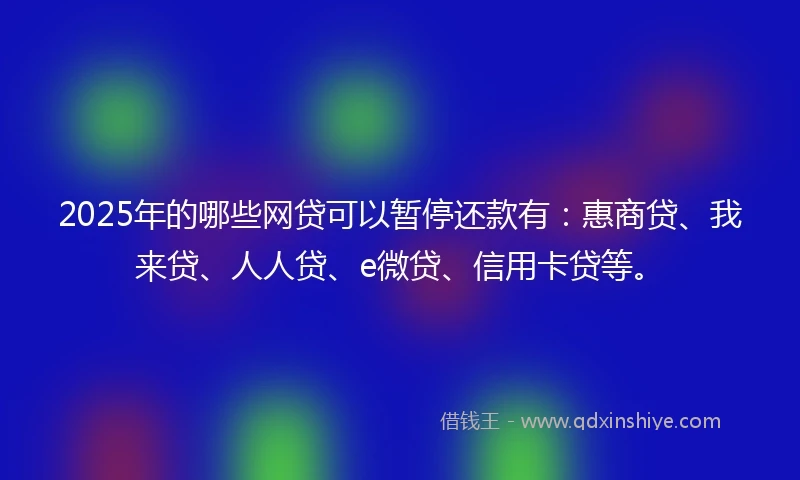 2025年的哪些网贷可以暂停还款有：惠商贷、我来贷、人人贷、e微贷、信用卡贷等。