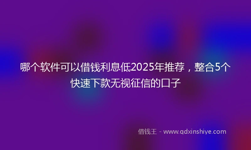 哪个软件可以借钱利息低2025年推荐，整合5个快速下款无视征信的口子
