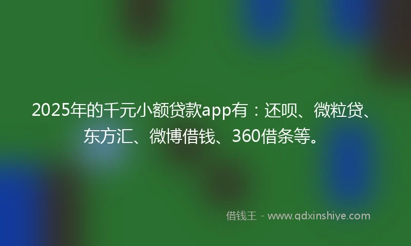 2025年的千元小额贷款app有：还呗、微粒贷、东方汇、微博借钱、360借条等。
