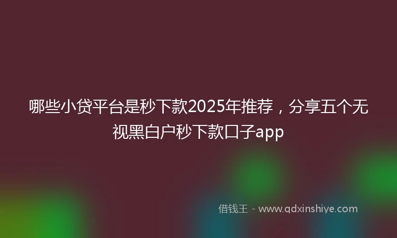 哪些小贷平台是秒下款2025年推荐，分享五个无视黑白户秒下款口子app