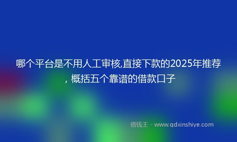 哪个平台是不用人工审核,直接下款的2025年推荐，概括五个靠谱的借款口子