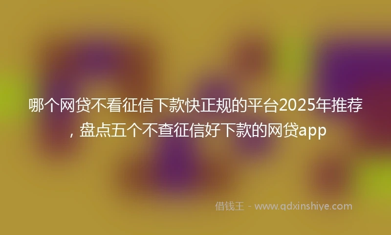 哪个网贷不看征信下款快正规的平台2025年推荐，盘点五个不查征信好下款的网贷app