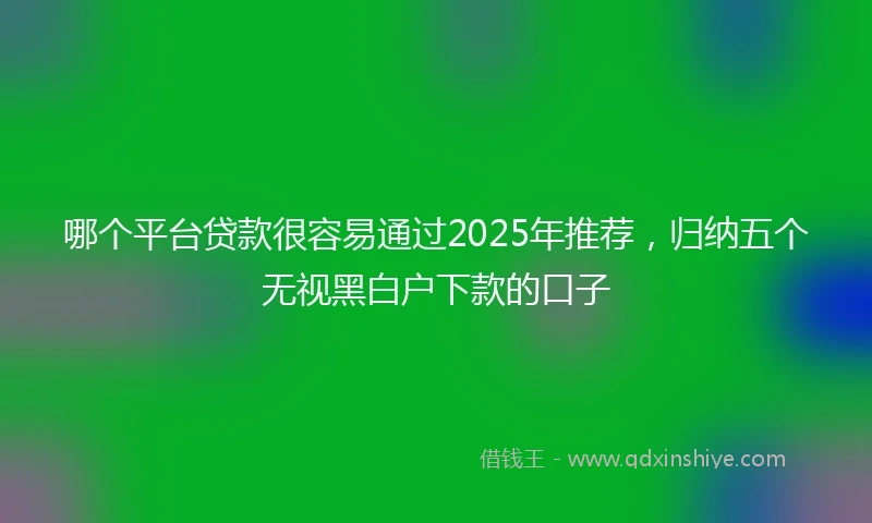 哪个平台贷款很容易通过2025年推荐，归纳五个无视黑白户下款的口子