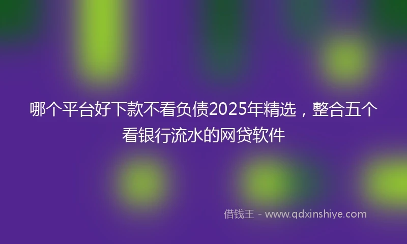 哪个平台好下款不看负债2025年精选，整合五个看银行流水的网贷软件