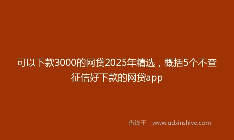 可以下款3000的网贷2025年精选,概括5个不查征信好下款的网贷app