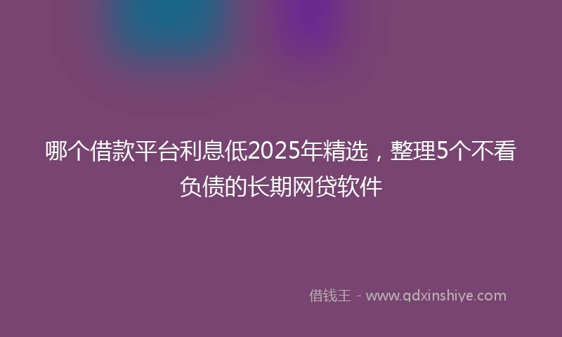 哪个借款平台利息低2025年精选，整理5个不看负债的长期网贷软件