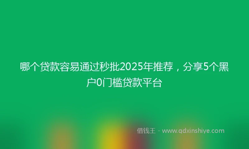 哪个贷款容易通过秒批2025年推荐，分享5个黑户0门槛贷款平台