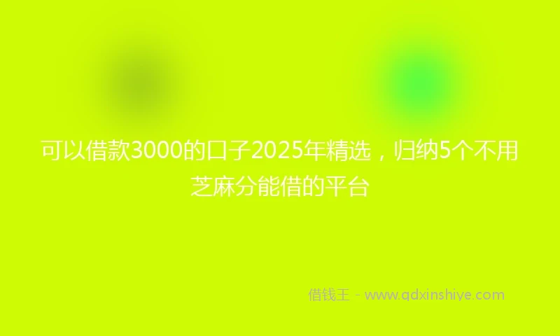 可以借款3000的口子2025年精选，归纳5个不用芝麻分能借的平台
