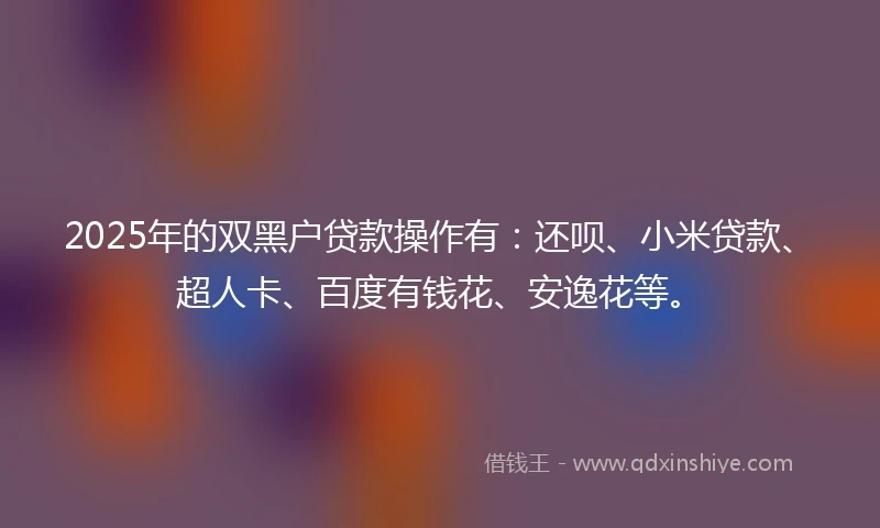 2025年的双黑户贷款操作有：还呗、小米贷款、超人卡、百度有钱花、安逸花等。