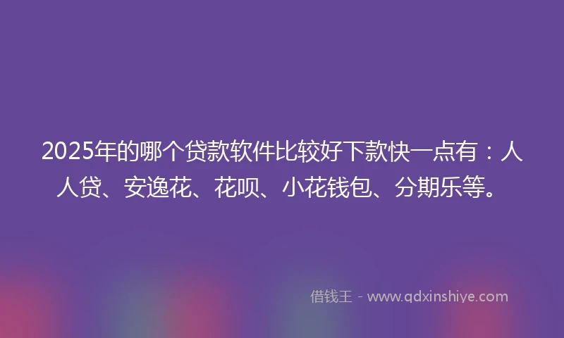 2025年的哪个贷款软件比较好下款快一点有：人人贷、安逸花、花呗、小花钱包、分期乐等。