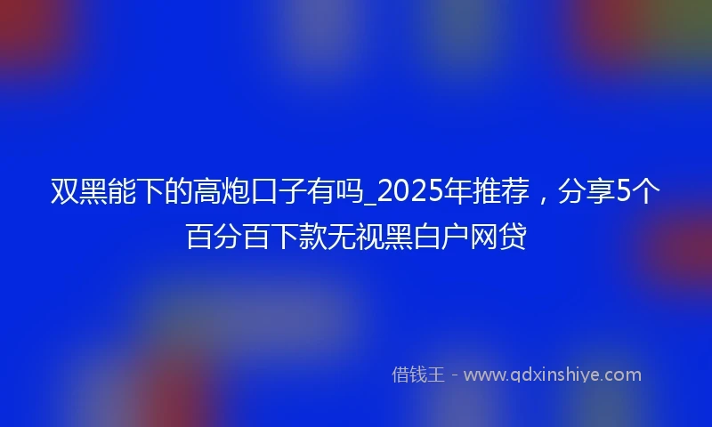 双黑能下的高炮口子有吗_2025年推荐，分享5个百分百下款无视黑白户网贷