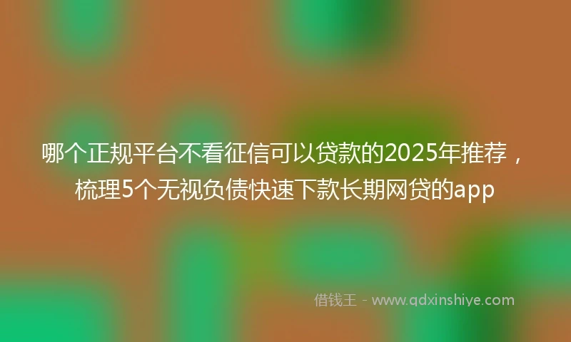 哪个正规平台不看征信可以贷款的2025年推荐，梳理5个无视负债快速下款长期网贷的app