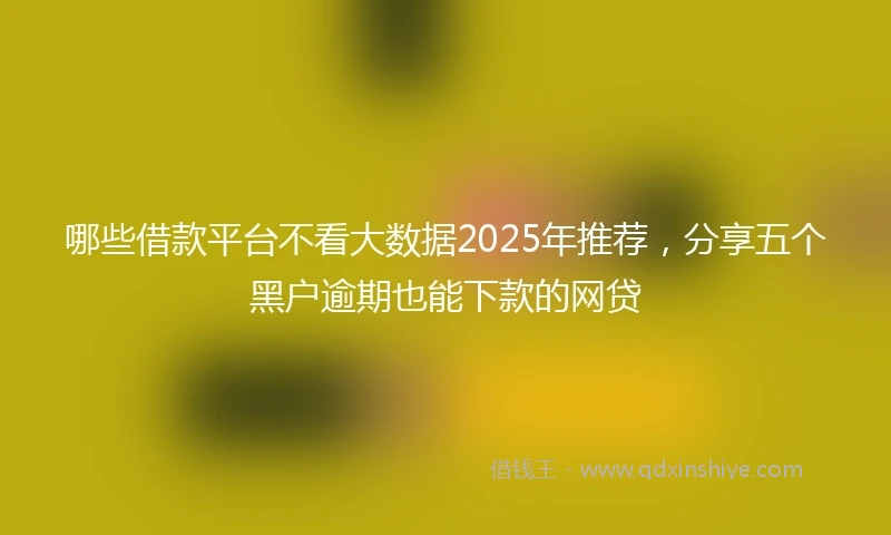 哪些借款平台不看大数据2025年推荐，分享五个黑户逾期也能下款的网贷
