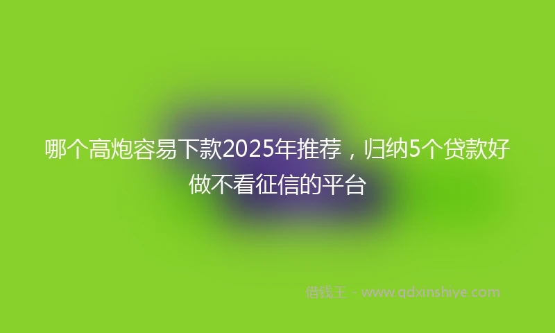 哪个高炮容易下款2025年推荐，归纳5个贷款好做不看征信的平台