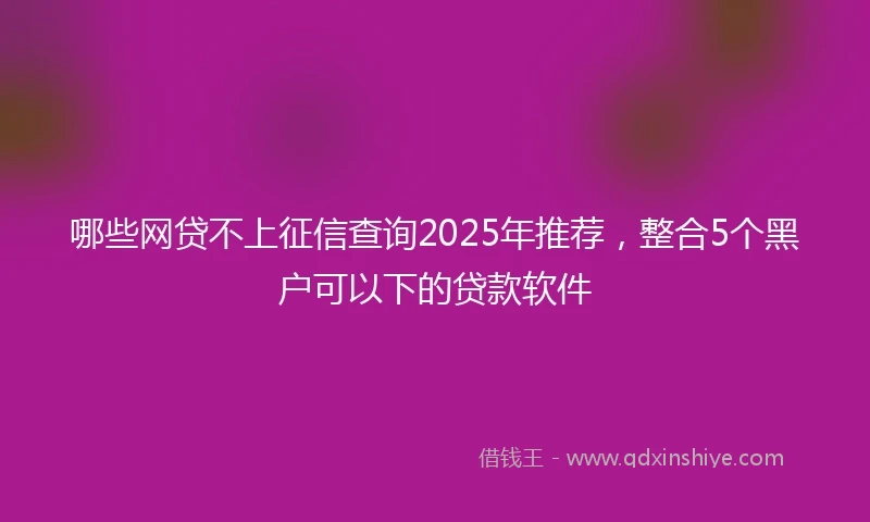 哪些网贷不上征信查询2025年推荐，整合5个黑户可以下的贷款软件
