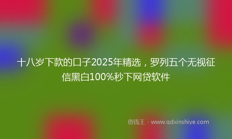 十八岁下款的口子2025年精选，罗列五个无视征信黑白100%秒下网贷软件