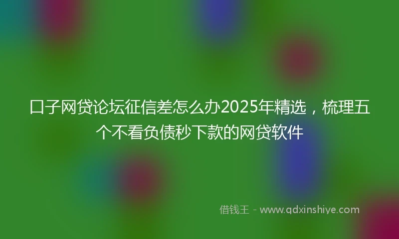 口子网贷论坛征信差怎么办2025年精选，梳理五个不看负债秒下款的网贷软件