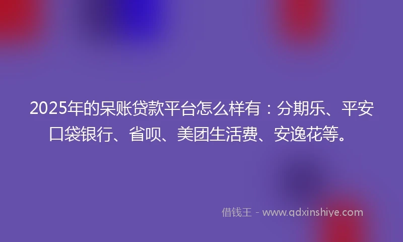 2025年的呆账贷款平台怎么样有：分期乐、平安口袋银行、省呗、美团生活费、安逸花等。