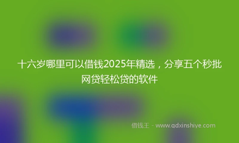 十六岁哪里可以借钱2025年精选，分享五个秒批网贷轻松贷的软件