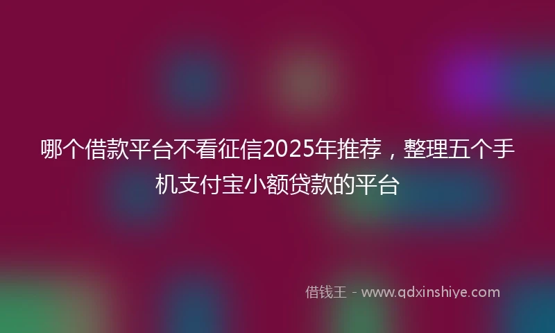 哪个借款平台不看征信2025年推荐，整理五个手机支付宝小额贷款的平台