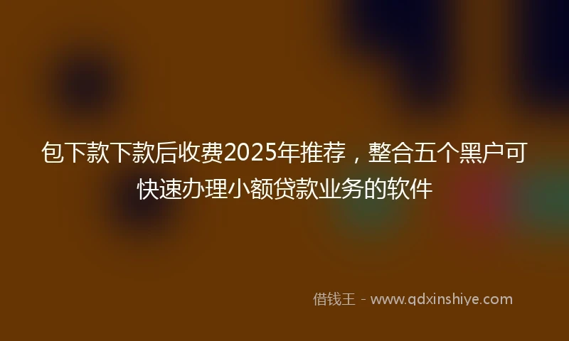 包下款下款后收费2025年推荐，整合五个黑户可快速办理小额贷款业务的软件