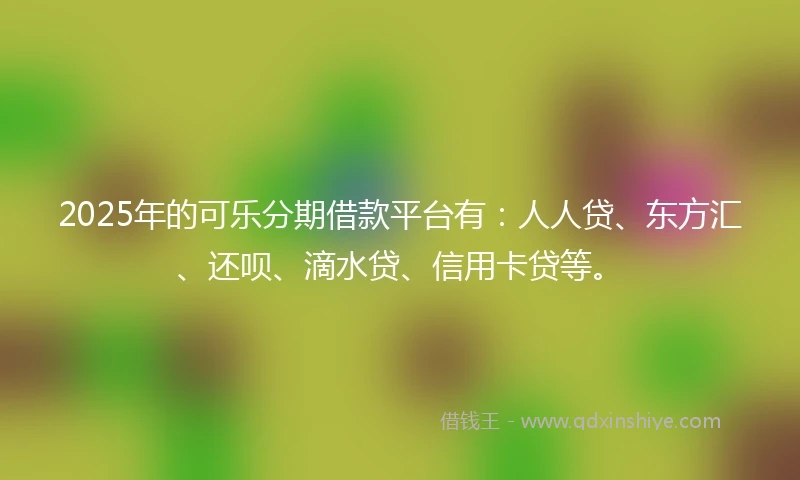 2025年的可乐分期借款平台有：人人贷、东方汇、还呗、滴水贷、信用卡贷等。