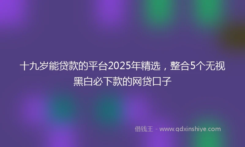 十九岁能贷款的平台2025年精选，整合5个无视黑白必下款的网贷口子