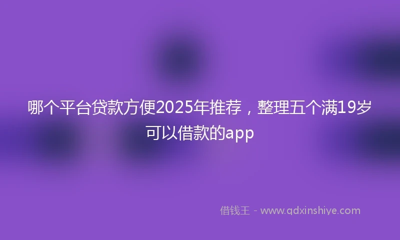 哪个平台贷款方便2025年推荐，整理五个满19岁可以借款的app