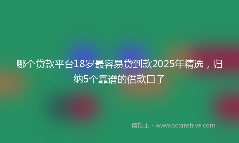 哪个贷款平台18岁最容易贷到款2025年精选，归纳5个靠谱的借款口子
