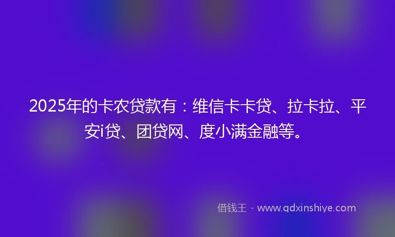 2025年的卡农贷款有：维信卡卡贷、拉卡拉、平安i贷、团贷网、度小满金融等。