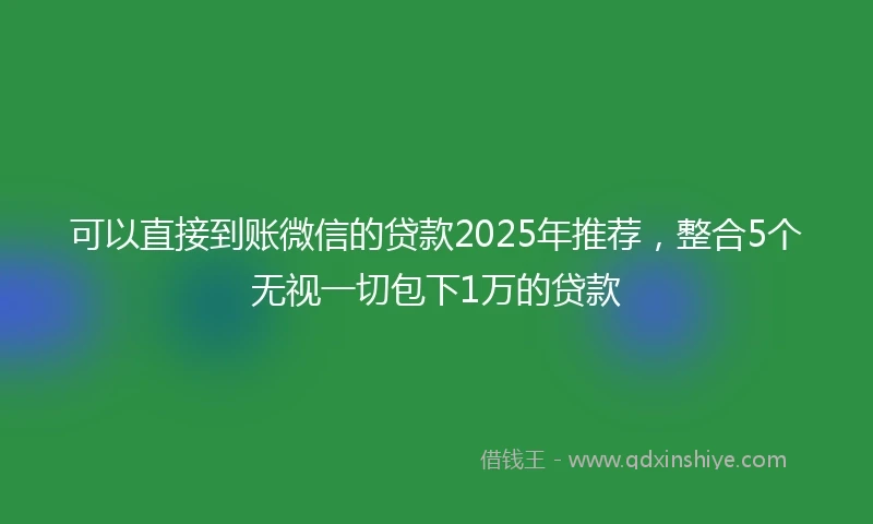 可以直接到账微信的贷款2025年推荐，整合5个无视一切包下1万的贷款