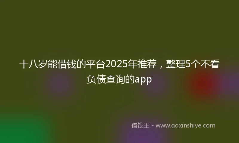 十八岁能借钱的平台2025年推荐,整理5个不看负债查询的app